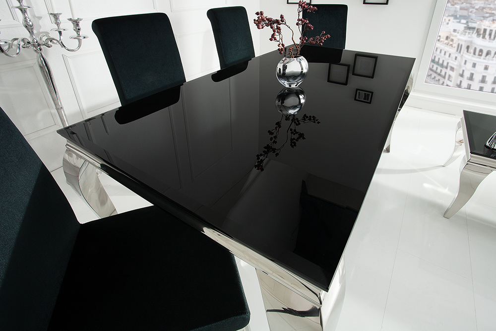 niezen Adviseren Onzin Barock eettafel zwart glas 200 cm - Hoogglans meubelen / mango houten  meubelen | Aktie Wonen.nl