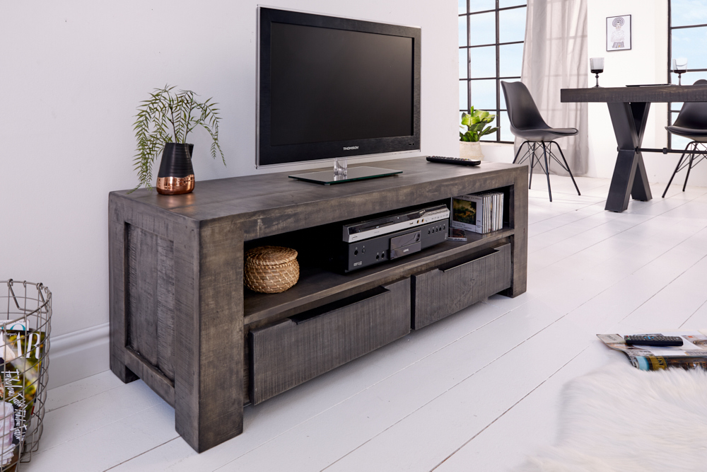 drijvend vertrekken Grafiek TV meubel mango hout grijs | Aktie Wonen