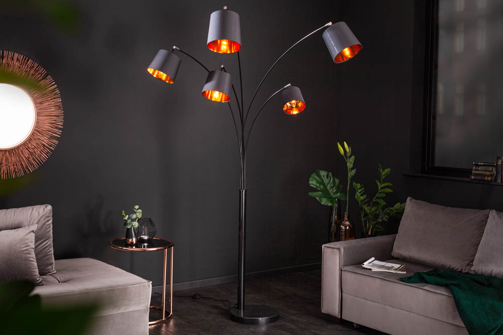 Design booglamp zwart 5 Hoogglans / mango houten meubelen | Aktie Wonen.nl