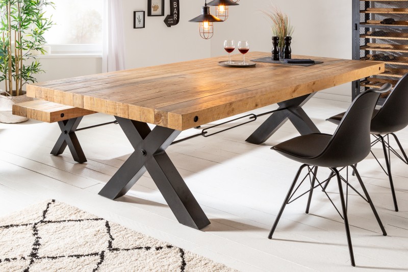 toewijzing Matroos Onbevreesd houten tafel met x frame kopen | aktiewonen.nl