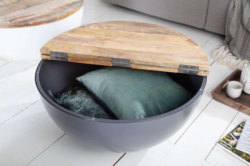 ronde salontafel Bowl zwart - Hoogglans meubelen / mango houten meubelen Aktie Wonen.nl