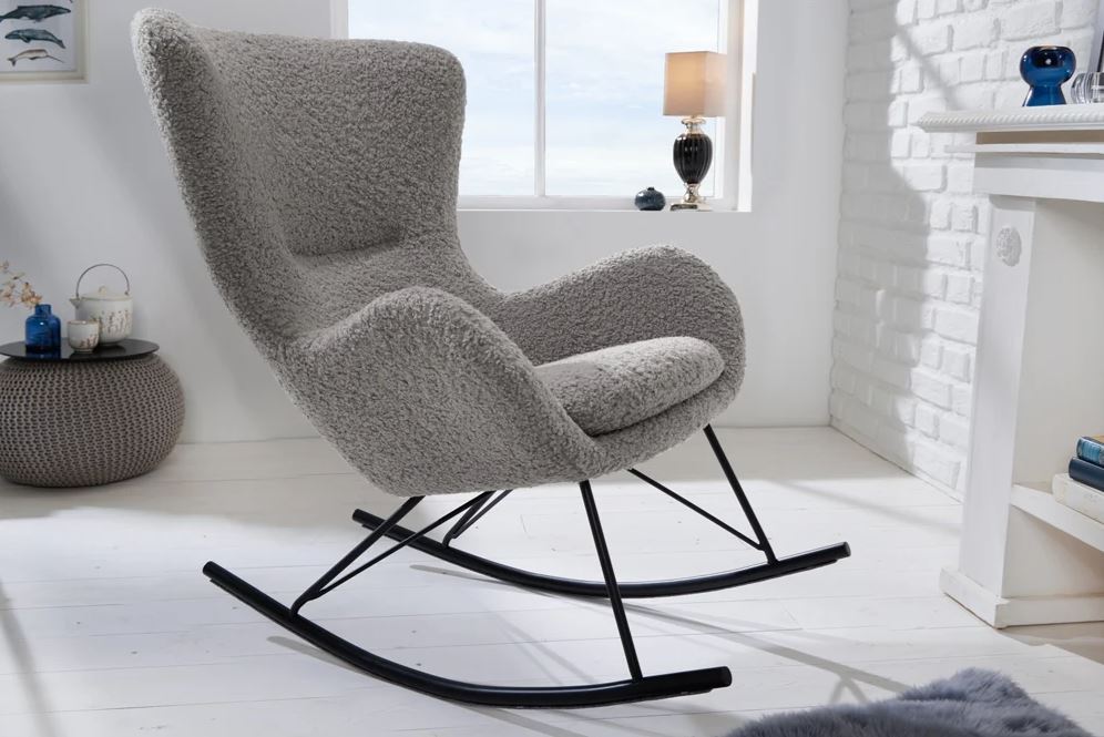 verontreiniging bronzen bladzijde moderne schommel fauteuil met bouclé stof kopen? | Aktie Wonen.nl