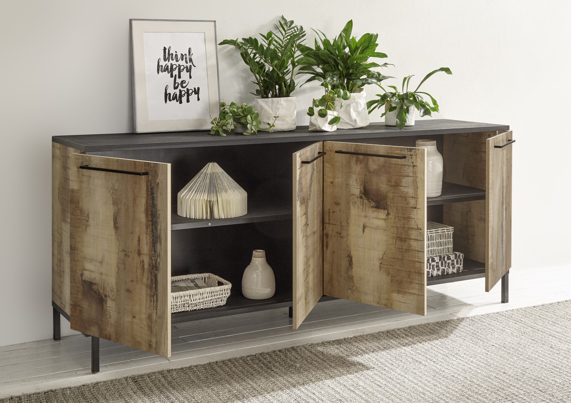 Pelmel JEP genie dressoir vintage look 207 cm - Hoogglans meubelen / mango houten meubelen |  Aktie Wonen.nl