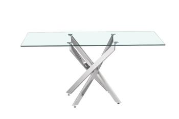 eetkamertafel veiligheidsglas chroom 160 cm