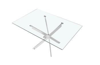 eetkamertafel veiligheidsglas chroom 160 cm