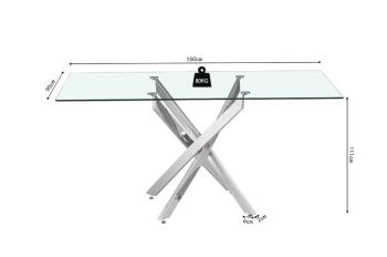 eetkamertafel veiligheidsglas chroom 160 cm