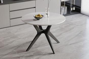 ronde eettafel keramiek wit glanzend 110 cm