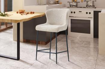 stevige barstoelen beige bouclé