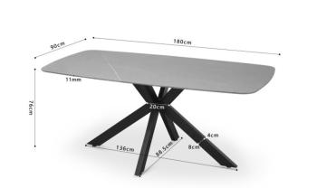 Eetkamertafel marmer grijs met matrix poot 180 cm