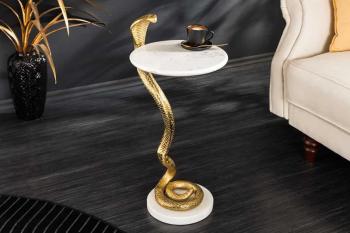 bijzettafel Cobra goud wit marmer 63 cm