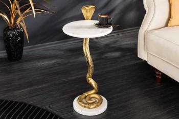 bijzettafel Cobra goud wit marmer 63 cm