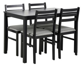 set eettafel zwart & 4 stoelen zwart grijs