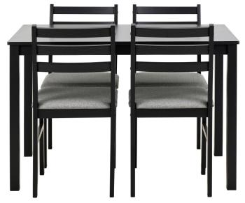 set eettafel zwart & 4 stoelen zwart grijs