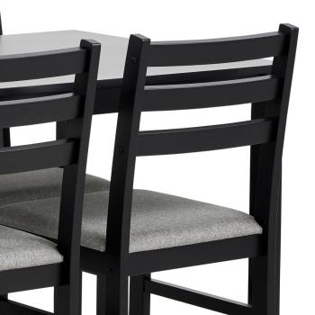 set eettafel zwart & 4 stoelen zwart grijs