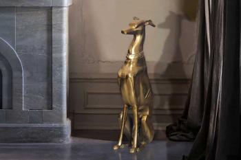 windhond decoratie beeld antiek goud 70 cm