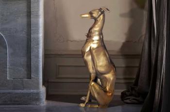 windhond decoratie beeld antiek goud 70 cm