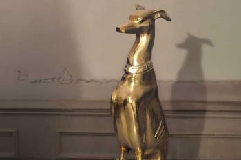 windhond decoratie beeld antiek goud 70 cm