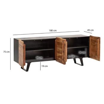 sideboard acaciahout zwart bruin 180 cm