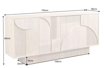 dressoir art-deco wit mangohout 170 cm