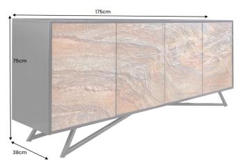 Modern sideboard roodbruin natuursteenlook 175 cm