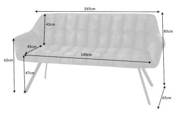 eetkamerbank antraciet stof 165 cm