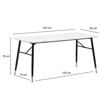 Eettafel wit marmerlook 140 cm