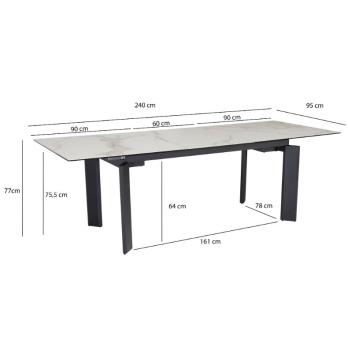 eettafel uitschuifbaar wit met kleuraccenten 180-240 cm