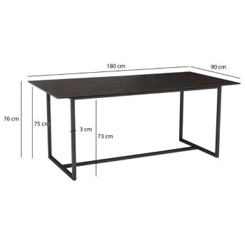 eetkamertafel zwart marmerlook keramiek 180cm