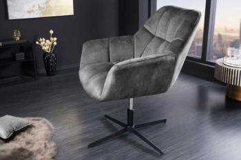 fauteuil grijs fluweel hoogteverstelbaar
