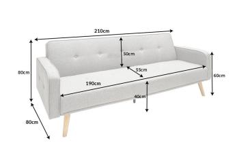 slaapbank antraciet grijs met houten poten 210 cm