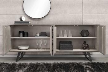 Sideboard acaciahout grijs 175 cm