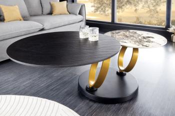 keramiek salontafel draaibaar zwart natuursteen 80-134 cm