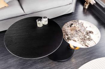 keramiek salontafel draaibaar zwart natuursteen 80-134 cm