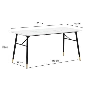 moderne keukentafel wit marmerlook 120 cm