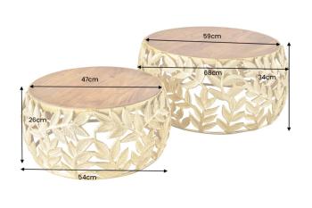 salontafel set leaf goud acaciahout