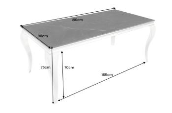 Barok eettafel zwart keramiek marmerlook 180 cm