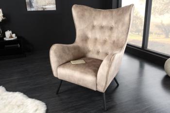 Oorfauteuil champagne fluweel