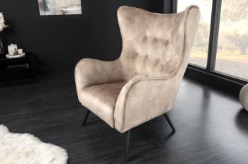 Oorfauteuil champagne fluweel