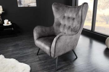 Oorfauteuil grijs fluweel