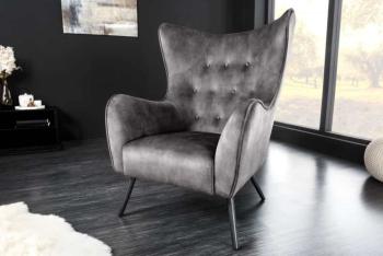 Oorfauteuil grijs fluweel