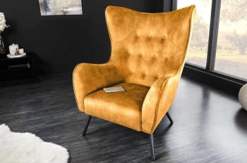 Oorfauteuil geel fluweel