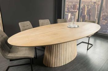 ovale eetkamertafel wit mangohout 220 cm