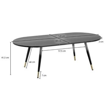 ovale salontafel zwart marmerlook 120 cm