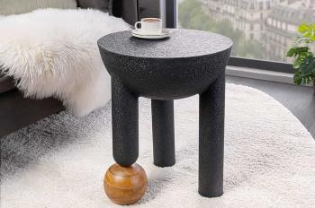 salontafel zwart metaal met mangohout bal 40cm