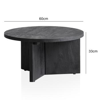 ronde salontafel zwart mangohout 60cm