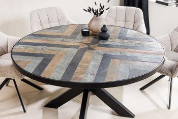 ronde eettafel multicollor natuursteen look 140 cm