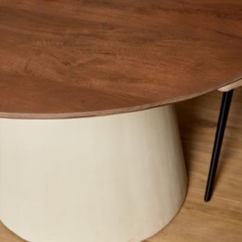 ronde tafel mangohout walnoot zandkleur 150 cm