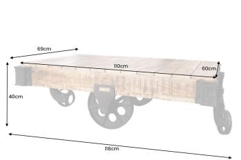 industriële salontafel op wielen