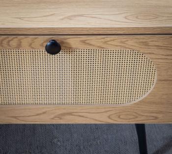 salontafel eiken decor met rotan 100 cm