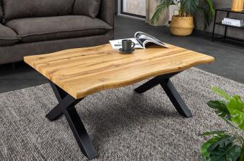 salontafel wild eiken kleur boomstam randen 90 cm